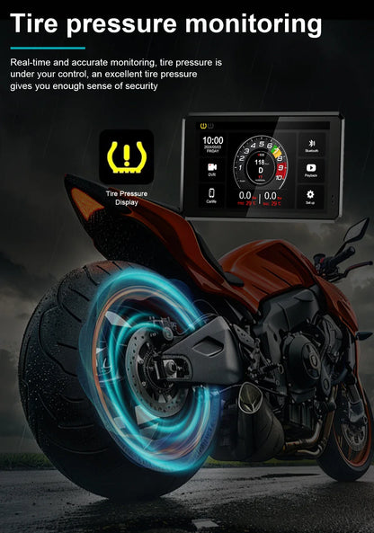 5 Inch Waterproof Dash Cam Monitor | 1080P WiFi, Android Auto & GPS Navigation for Motorcycles and Cars
