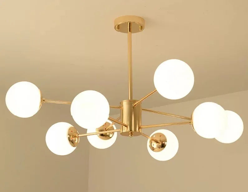 LED Adjustable Ball Glass Chandelier - Modern E27 Hanging Lamp for Living Room & Bedroom Lighting Fixtures