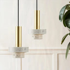 Copper Pendant Light with Natural Volcanic Stone Design for Kitchen Island & Dining Room