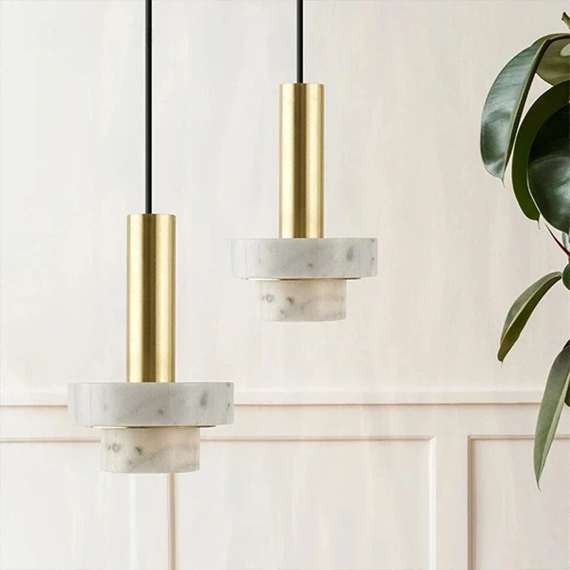 Copper Pendant Light with Natural Volcanic Stone Design for Kitchen Island & Dining Room