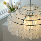 Seashell Pendant Chandelier Light Fixture - Coastal Decor for Living Room & Dining Room