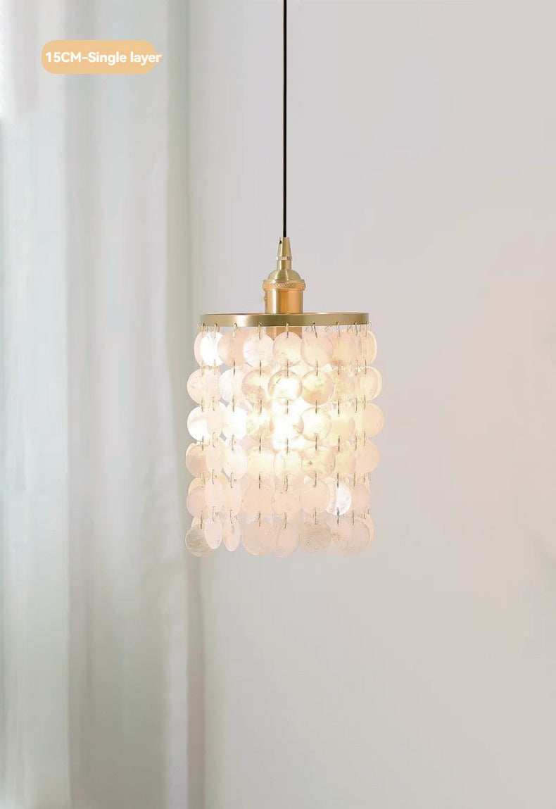 Seashell Pendant Chandelier Light Fixture - Coastal Decor for Living Room & Dining Room