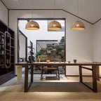 Rattan Pendant Light Fixture - Wicker Lampshade for Ceiling & Table Lighting - Ideal for Home Decor & Ambient Illumination