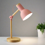 LED Desk Lamp with Wooden Base - Nordic Style Table Lamp for Kids' Room & Creative Workspaces