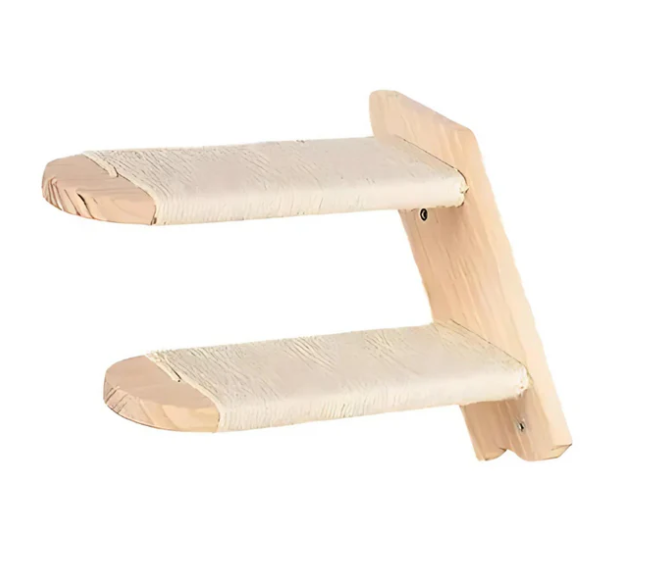 Cat Climbing Steps Deluxe | Wall-Mounted with Sisal Rope for Active Cats & Space-Saving Vertical Play