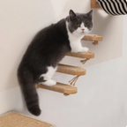 Cat Climbing Steps Deluxe | Wall-Mounted with Sisal Rope for Active Cats & Space-Saving Vertical Play