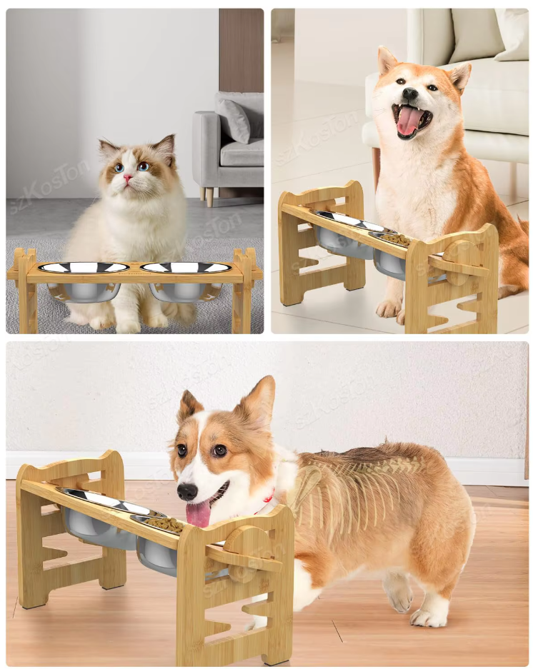 Elevated Pet Feeding Station | Ergonomic, Adjustable Height & Hygienic Stainless Steel Bowls for Small to Large Pets