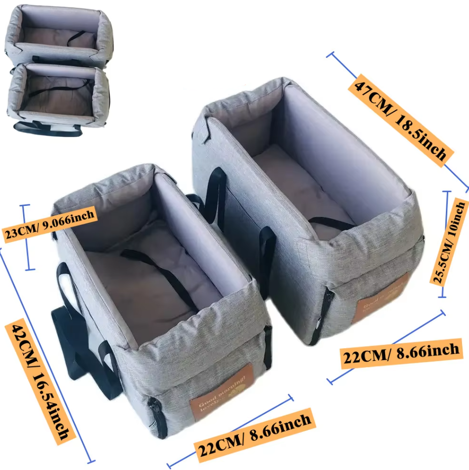 Padded Dog Car Seat | Portable, Safety Belt & Comfortable for Travel with Dogs