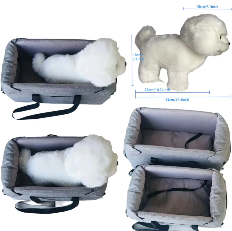 Padded Dog Car Seat | Portable, Safety Belt & Comfortable for Travel with Dogs