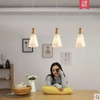 Nordic Wood Chandelier for Dining Room - Modern Minimalist 3-Head Fixture for Small Spaces & Restaurants