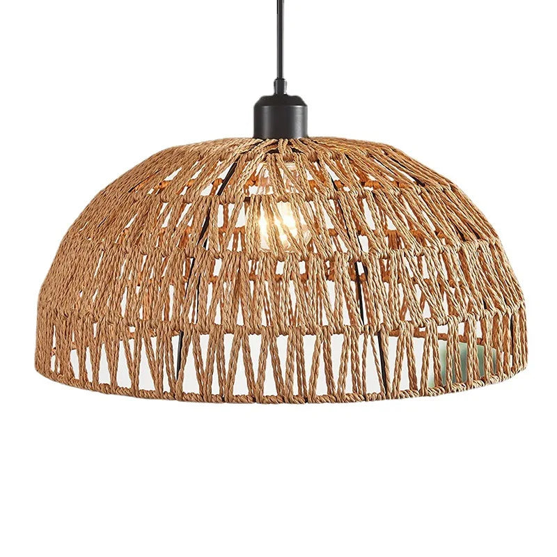 Japanese Hemp Rope Woven Pendant Light Fixture for Restaurant, Tea Room, Bar, and Bedroom Indoor Lighting