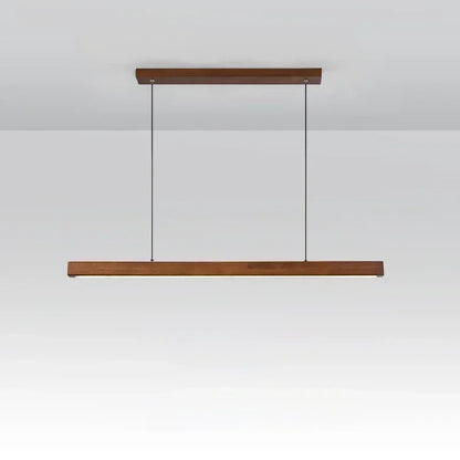 LED Pendant Light Fixture - Modern Wood Long Strip Chandelier for Dining Room, Kitchen & Living Room Lighting