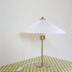 LED Floor Lamp with Pleated Lampshade - Adjustable Angle Table Lamp for Bedroom, Study, and Desktop Lighting