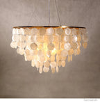 Seashell Pendant Chandelier Light Fixture - Coastal Decor for Living Room & Dining Room