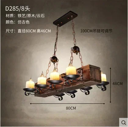 Wooden Decorative Chandelier - American Retro Industrial Style Lighting for Restaurants, Coffee Shops & Bar Counters