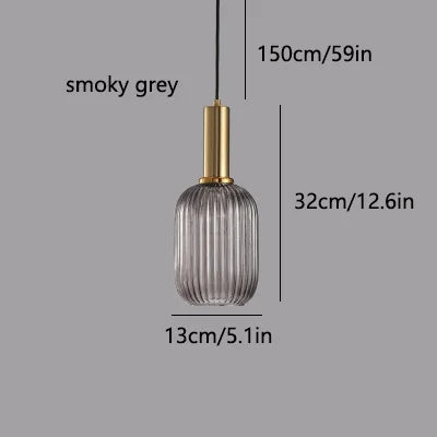 LED Glass Stripe Pendant Light - Creative E27 Hanging Fixture for Home Decoration in Living Room & Kitchen