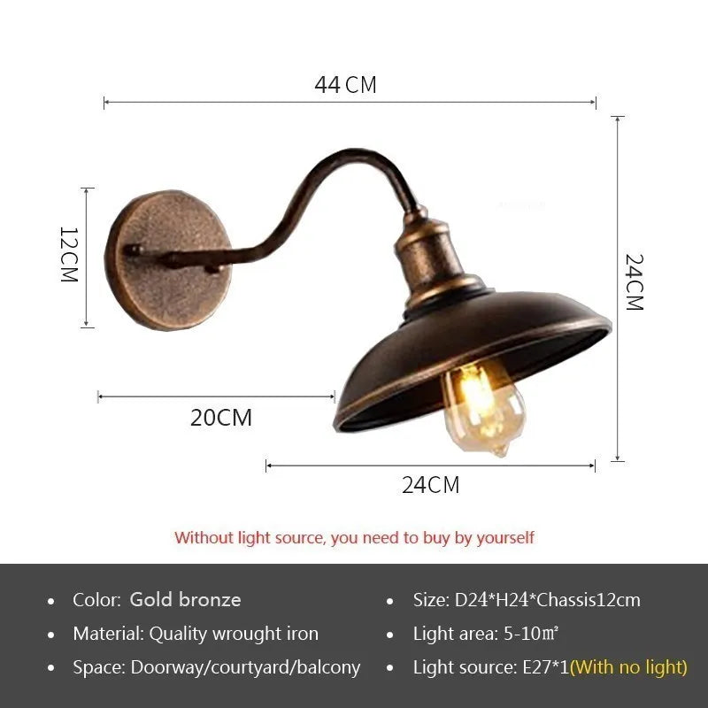 LED Retro Wall Lamp - Waterproof Rust Colored Black Fixture for Indoor & Outdoor Home Decor Lighting