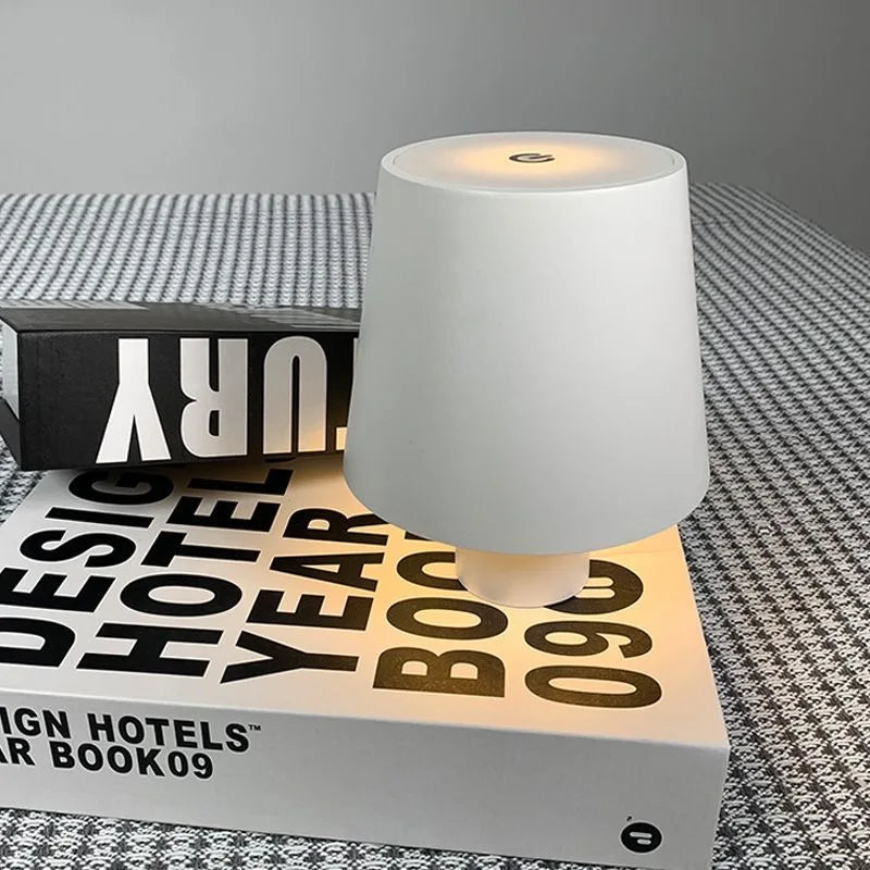 Wireless Dimmable Touch Table Lamp - USB Rechargeable Night Light with 3 Color Options for Home, Office, Bar, and Study Use