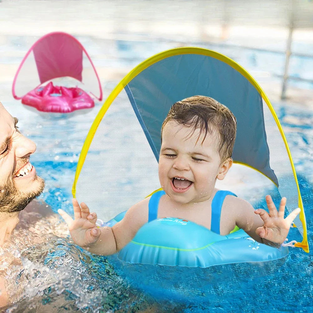 Inflatable Baby Activity Float Inflatable Baby Swim Float | Waterproof with Sun Canopy & Ideal for Po ...