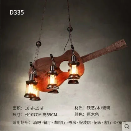 Wooden Decorative Chandelier - American Retro Industrial Style Lighting for Restaurants, Coffee Shops & Bar Counters