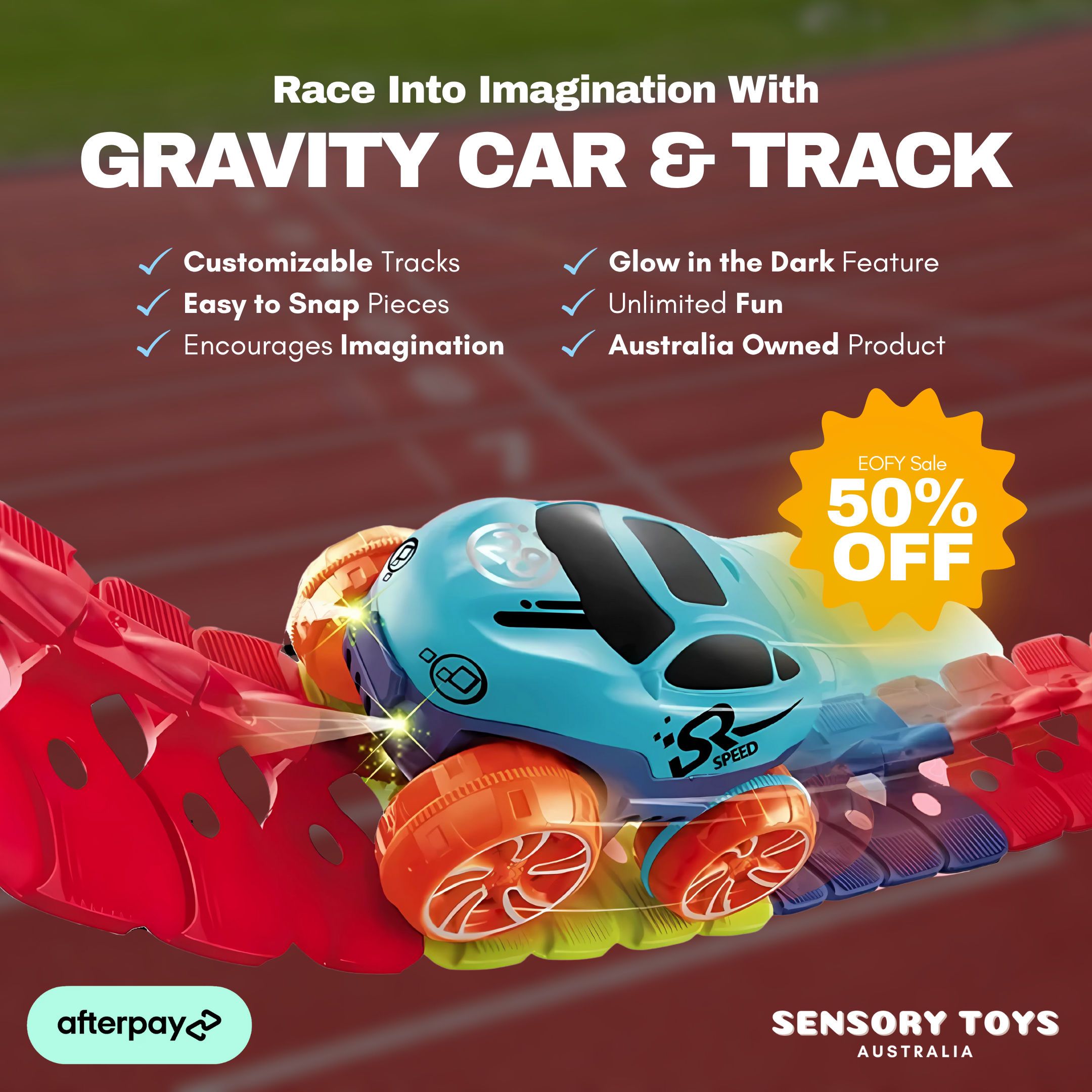 Gravity Car & Track Set | Glow-in-the-Dark, Easy Assembly & Ideal for Kids' Imaginative Racing Adventures