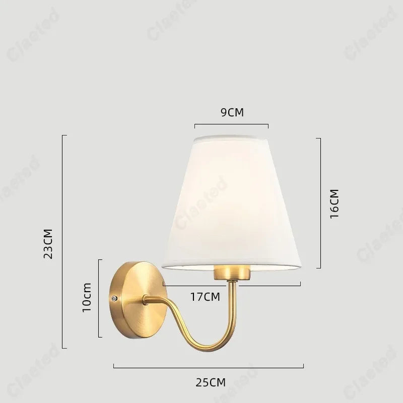 LED Retro Fabric Lampshade Wall Lamp with E27 Socket for Bedroom, Living Room, and Corridor Lighting Decoration