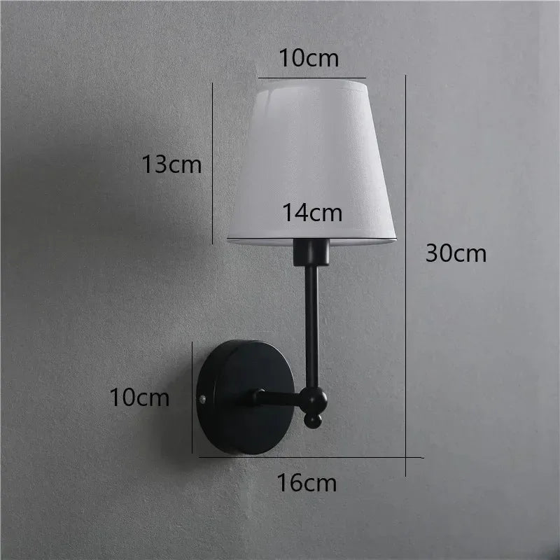 Retro American Wall Lamp for Bedroom, Nightstand & Bathroom Mirror - Luxury Fabric Shade Wall Sconce Lighting Fixture