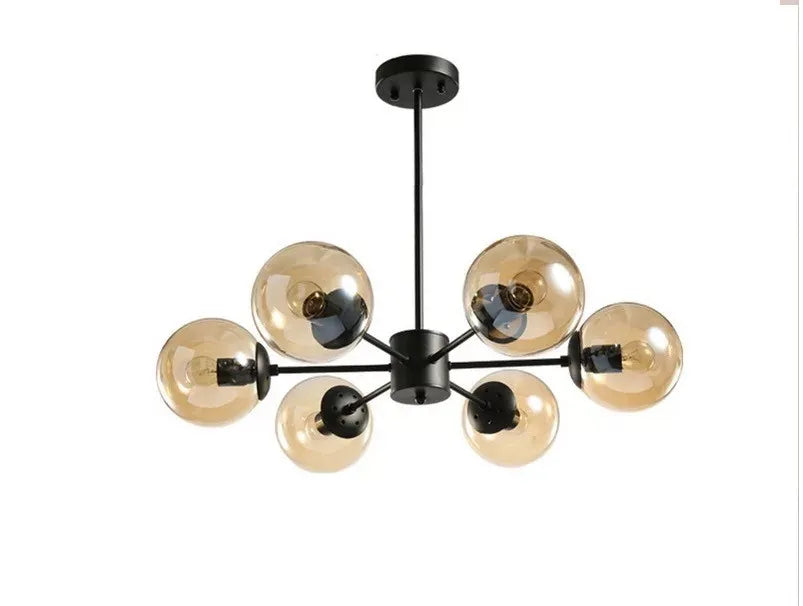 LED Adjustable Ball Glass Chandelier - Modern E27 Hanging Lamp for Living Room & Bedroom Lighting Fixtures
