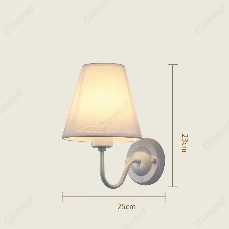 LED Retro Fabric Lampshade Wall Lamp with E27 Socket for Bedroom, Living Room, and Corridor Lighting Decoration