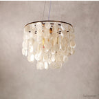 Seashell Pendant Chandelier Light Fixture - Coastal Decor for Living Room & Dining Room