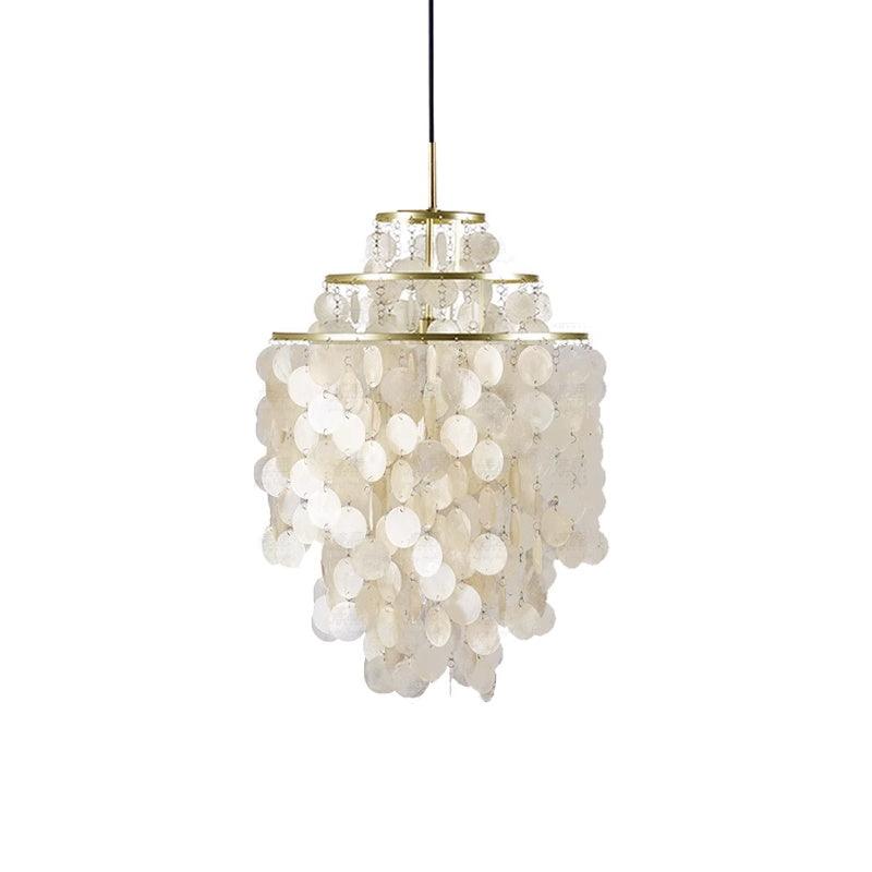 Vintage Natural Seashell Pendant Light Fixture for Coastal Home Decor & Dining Spaces