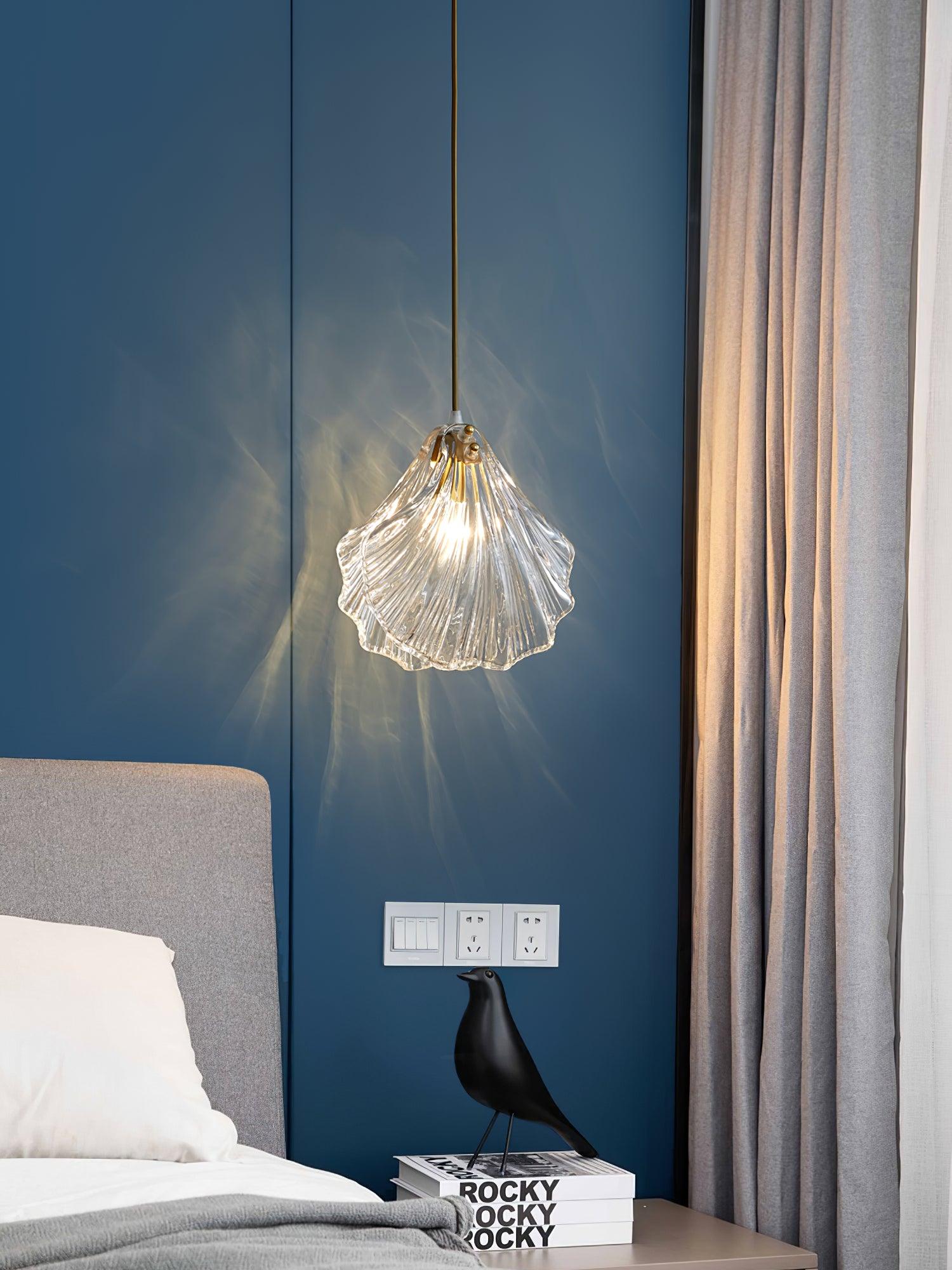 Shell Mini Pendant Light Fixture - Coastal Style Hanging Lamp for Kitchen Island & Dining Room