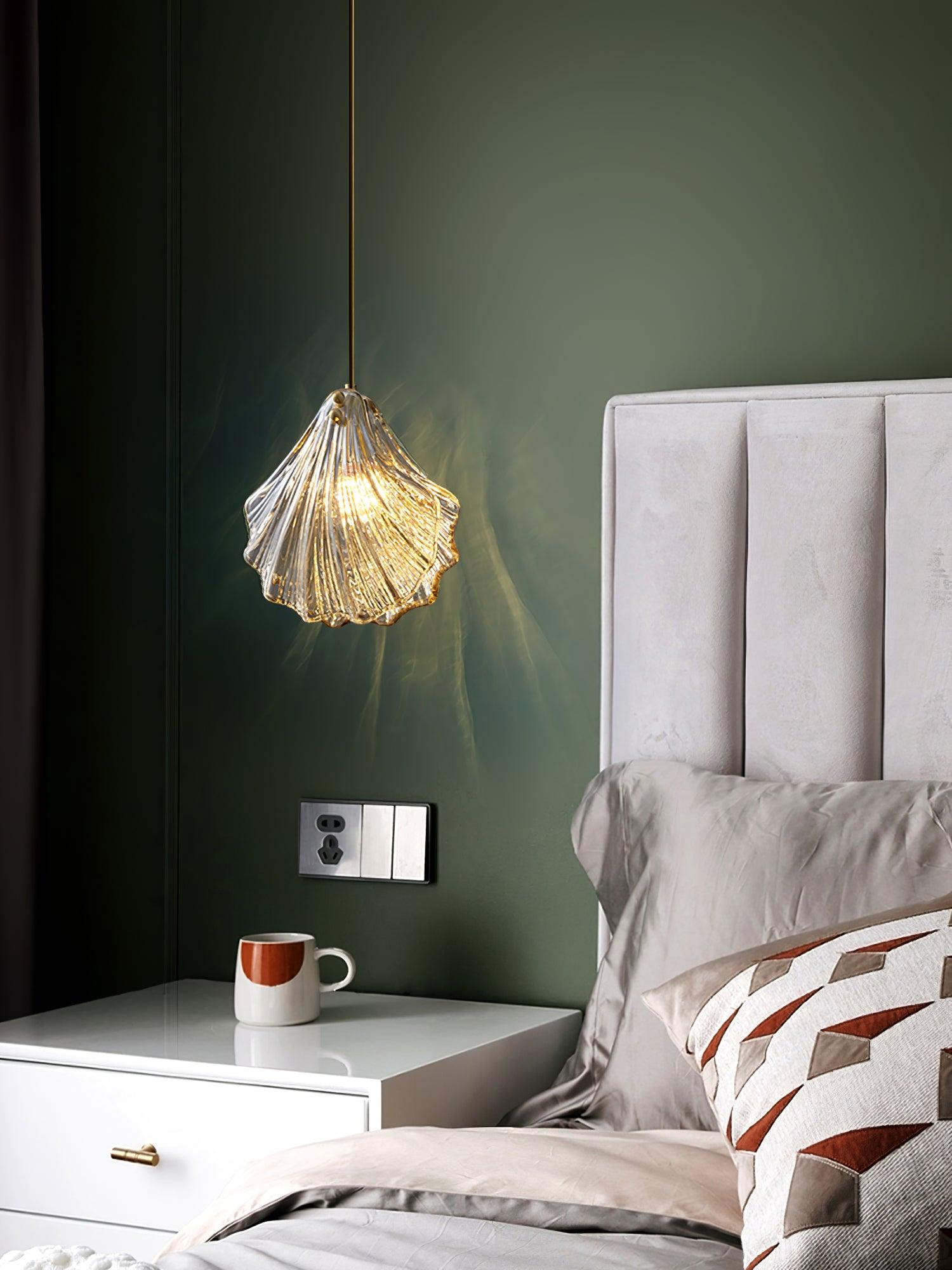 Shell Mini Pendant Light Fixture - Coastal Style Hanging Lamp for Kitchen Island & Dining Room