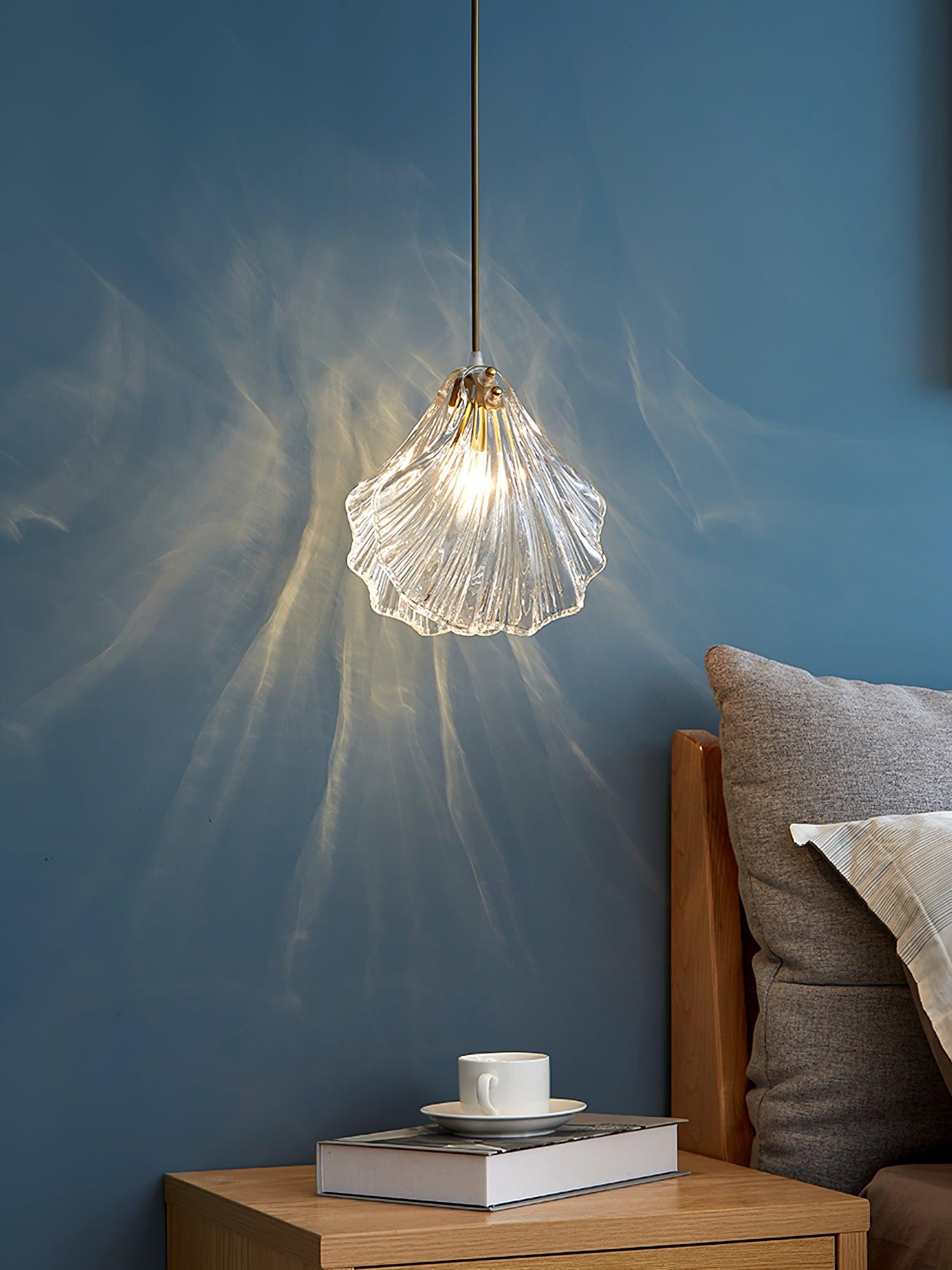 Shell Mini Pendant Light Fixture - Coastal Style Hanging Lamp for Kitchen Island & Dining Room