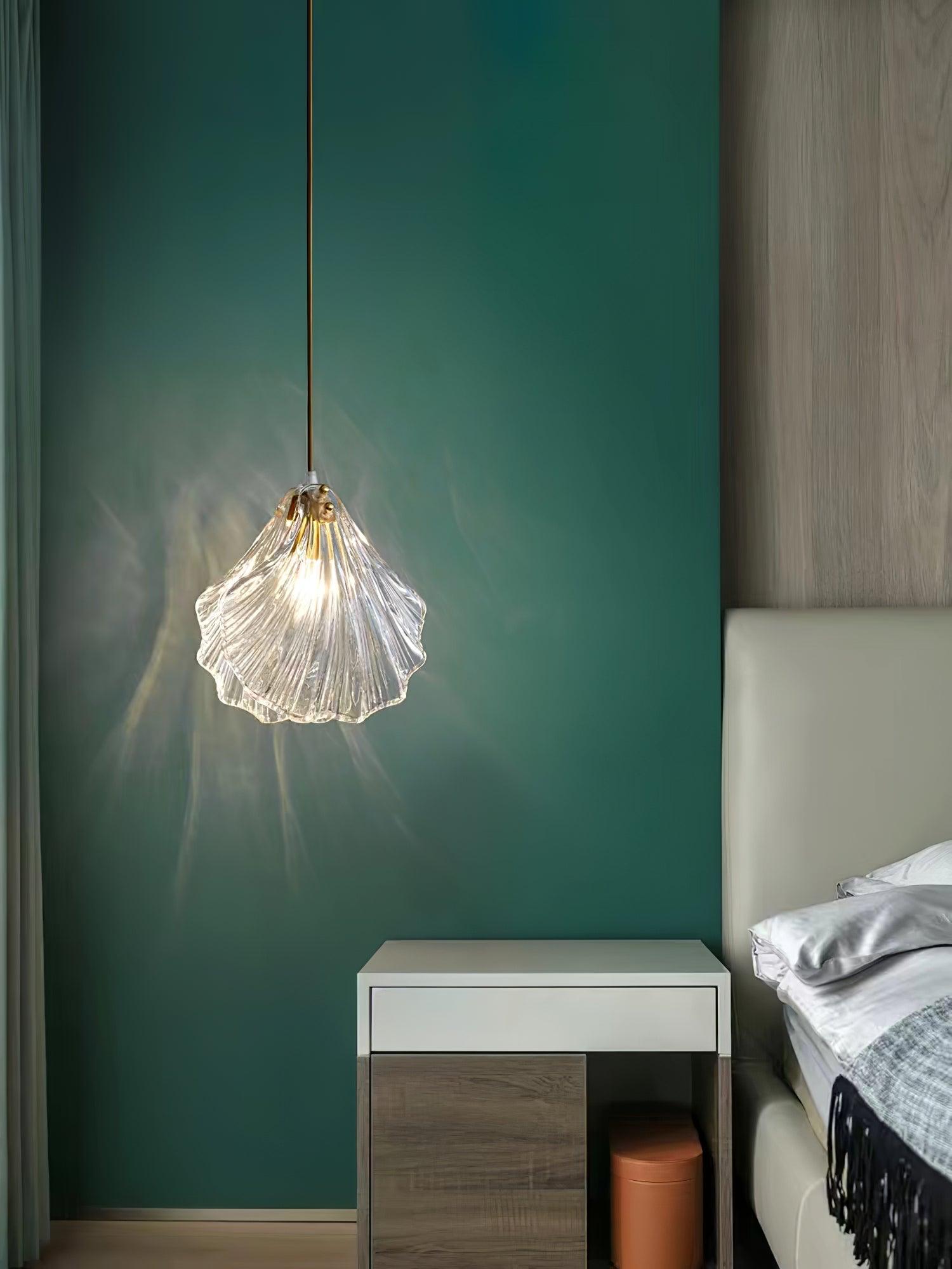 Shell Mini Pendant Light Fixture - Coastal Style Hanging Lamp for Kitchen Island & Dining Room