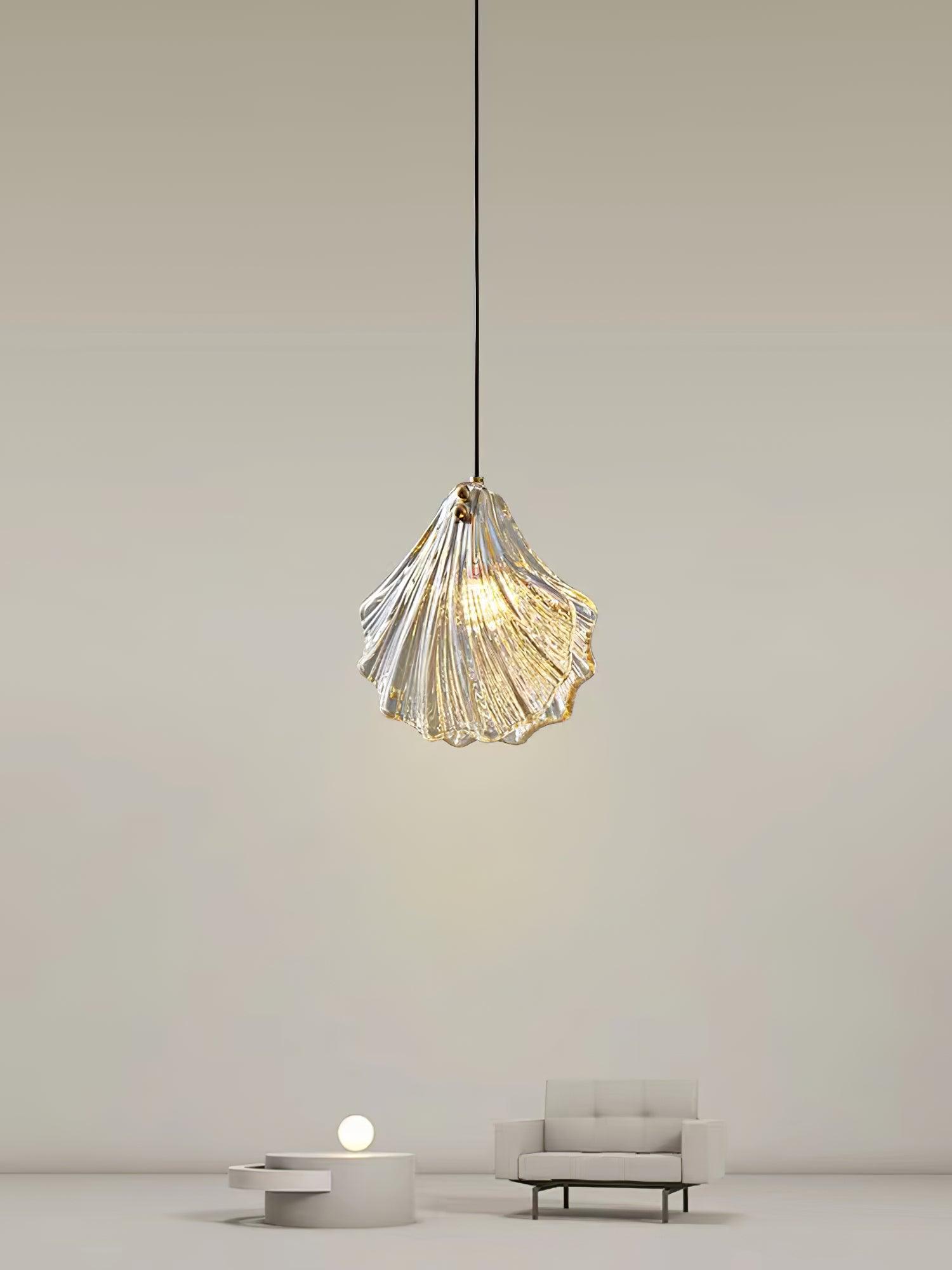 Shell Mini Pendant Light Fixture - Coastal Style Hanging Lamp for Kitchen Island & Dining Room