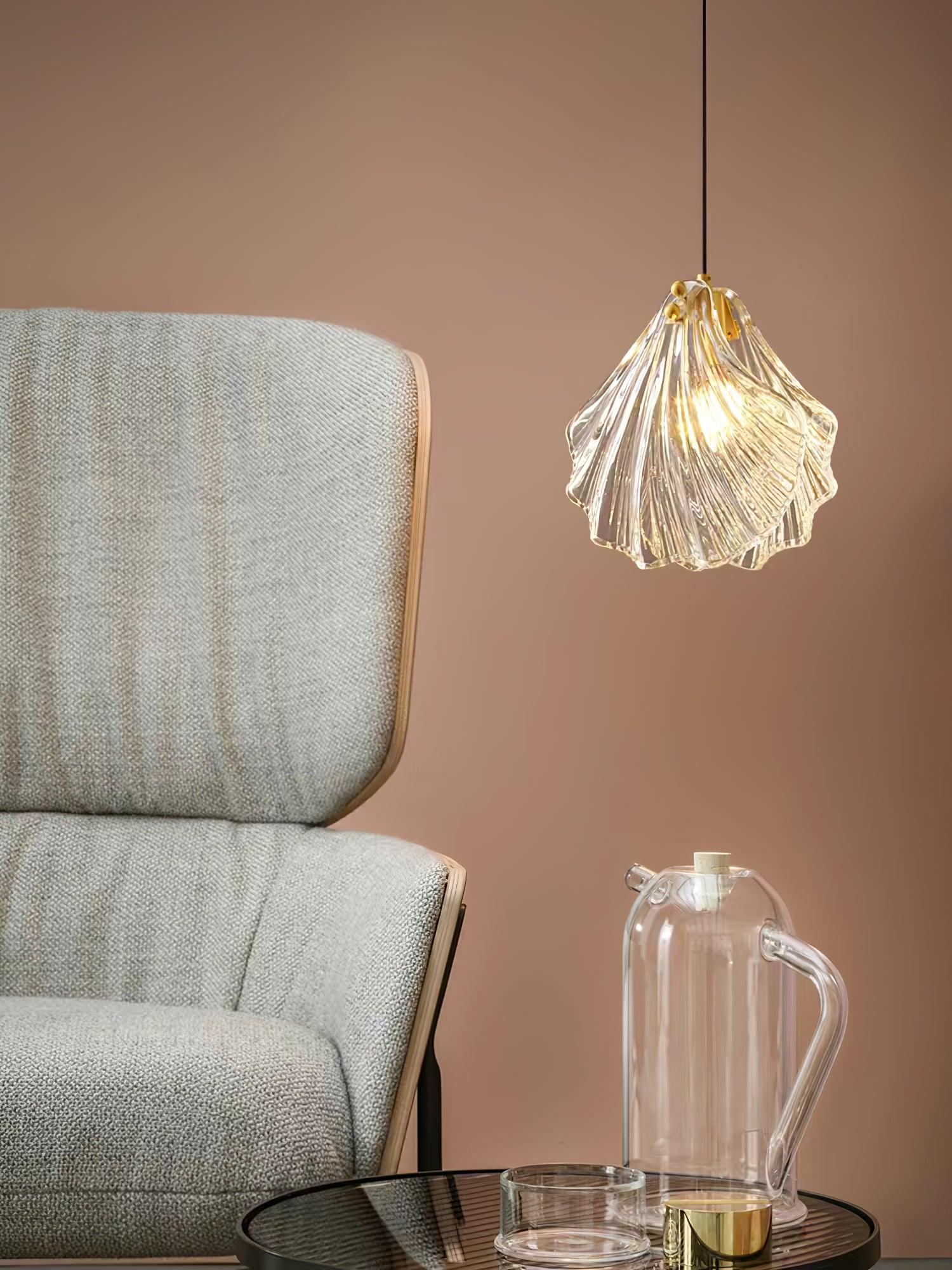 Shell Mini Pendant Light Fixture - Coastal Style Hanging Lamp for Kitchen Island & Dining Room
