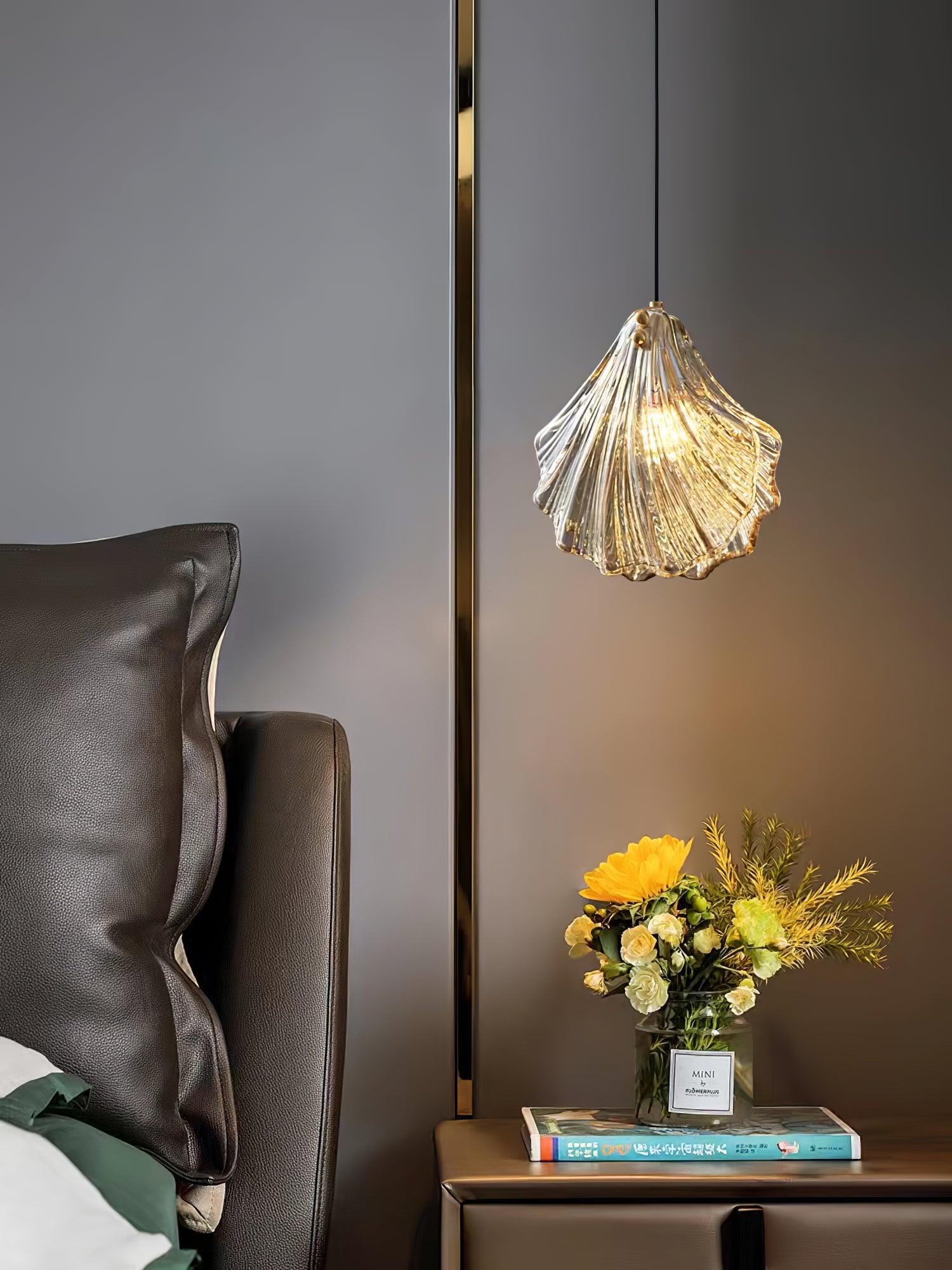 Shell Mini Pendant Light Fixture - Coastal Style Hanging Lamp for Kitchen Island & Dining Room