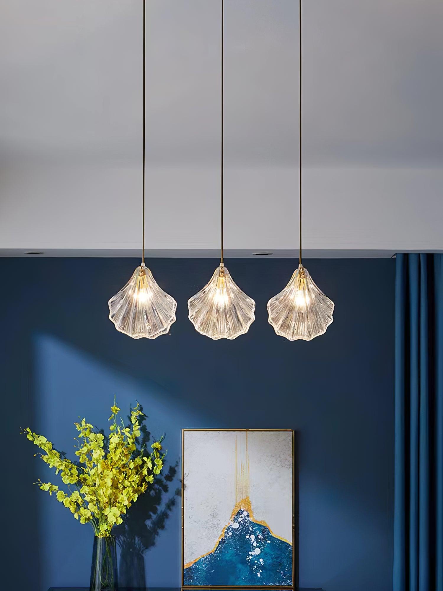 Shell Mini Pendant Light Fixture - Coastal Style Hanging Lamp for Kitchen Island & Dining Room