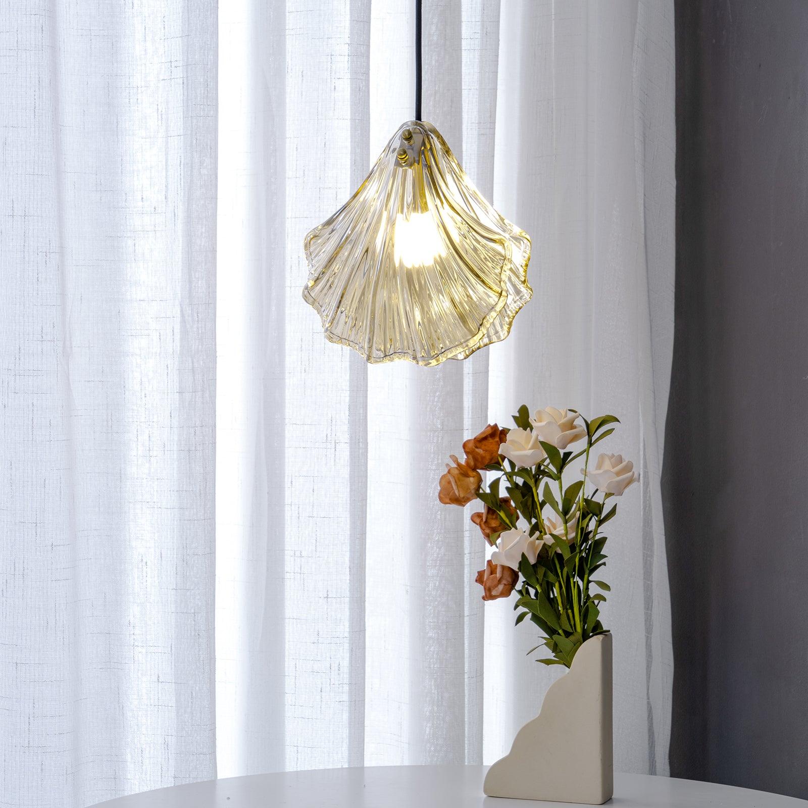 Shell Mini Pendant Light Fixture - Coastal Style Hanging Lamp for Kitchen Island & Dining Room