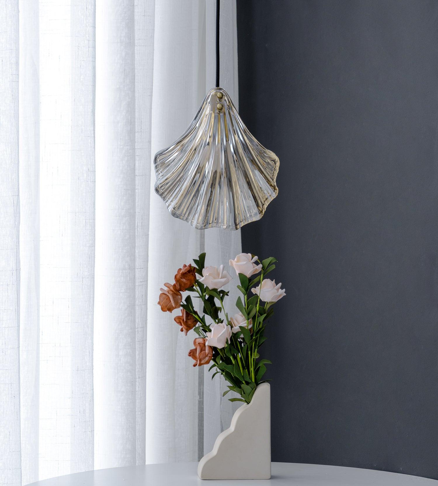 Shell Mini Pendant Light Fixture - Coastal Style Hanging Lamp for Kitchen Island & Dining Room