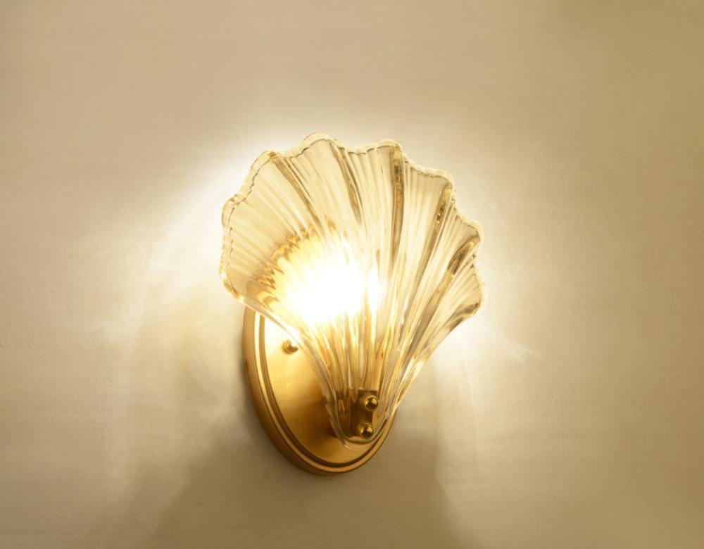 Shell Wall Light Fixture - Coastal Style Sconce for Living Room, Bedroom, and Hallway Decor