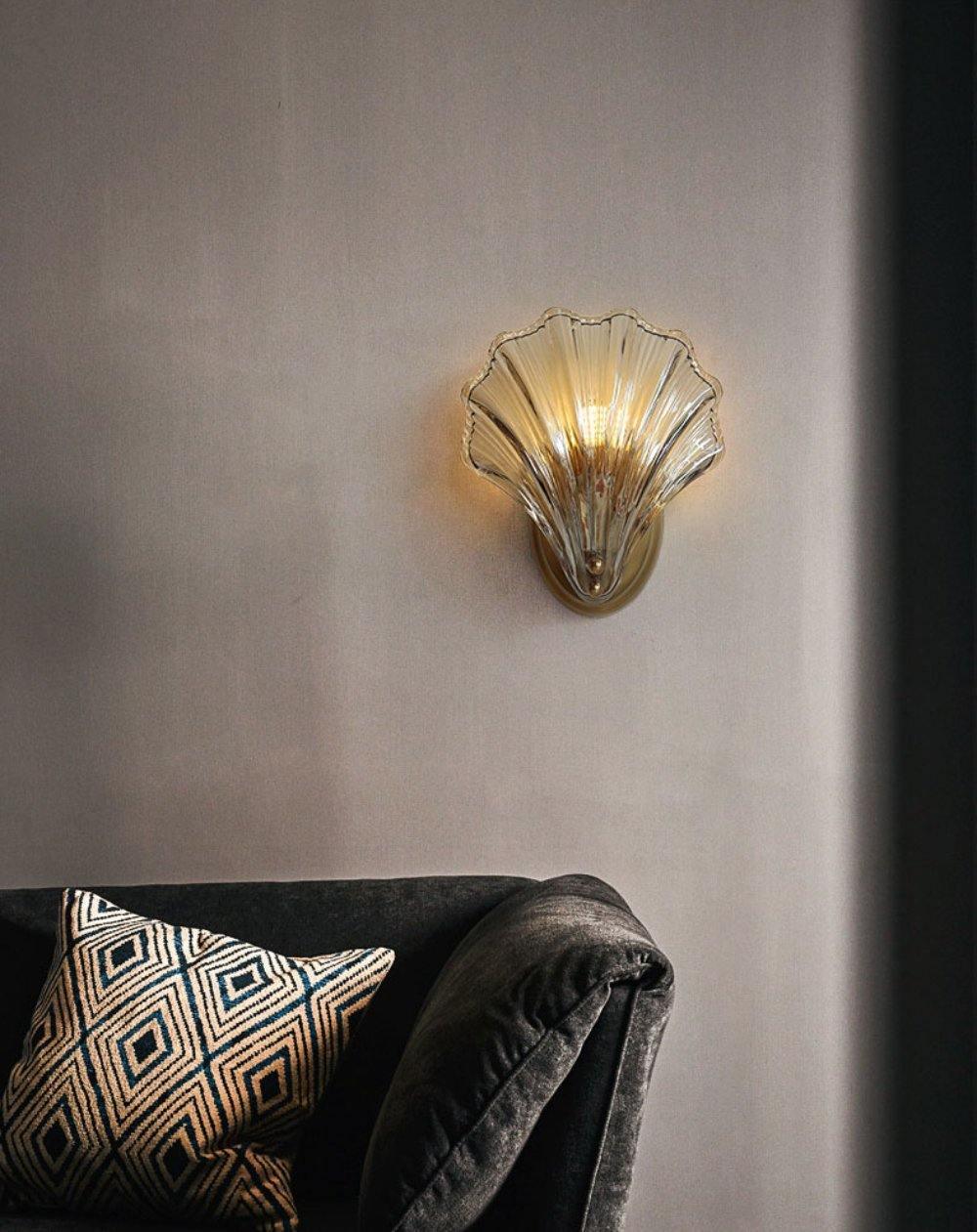 Shell Wall Light Fixture - Coastal Style Sconce for Living Room, Bedroom, and Hallway Decor