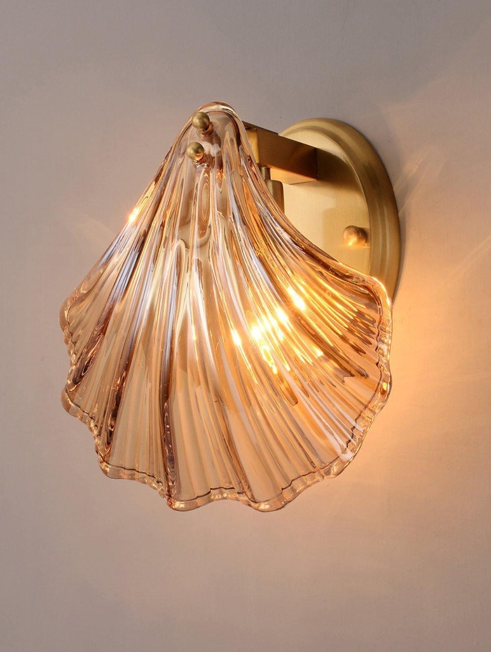 Shell Wall Light Fixture - Coastal Style Sconce for Living Room, Bedroom, and Hallway Decor