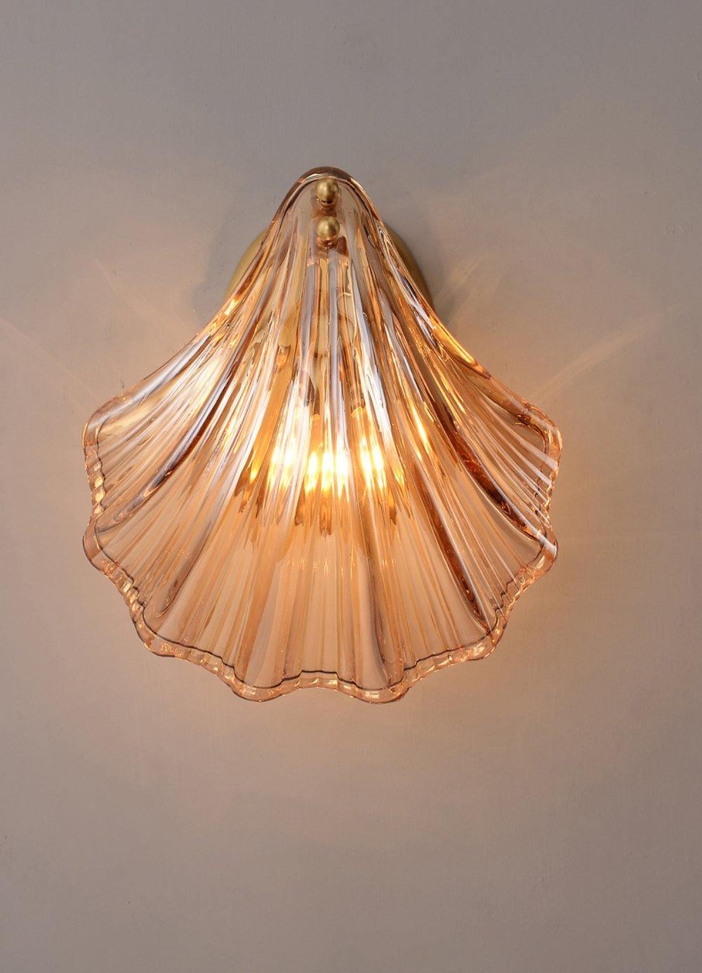 Shell Wall Light Fixture - Coastal Style Sconce for Living Room, Bedroom, and Hallway Decor