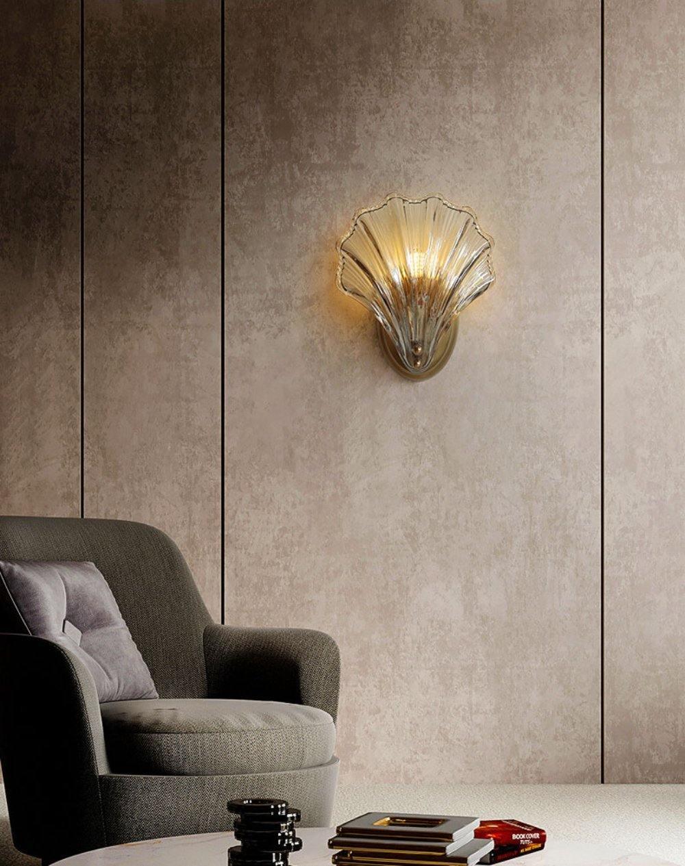 Shell Wall Light Fixture - Coastal Style Sconce for Living Room, Bedroom, and Hallway Decor