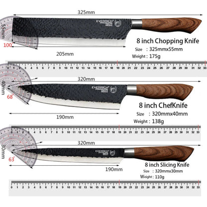 Stainless Steel Knives Set | Multifunctional, Non-Stick Blades & Ergonomic Wood Handles for Home Cooking and Meal Prep