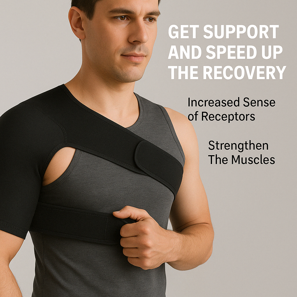 Shoulder Brace Compression | Adjustable, Lightweight & Comfortable Support for Muscle Injuries and Frozen Shoulder Recovery