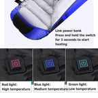 USB Electric Heated Sleeping Bag | 3 Temperature Settings, Water-Repellent & Ideal for Camping, Travel & Outdoor Adventures