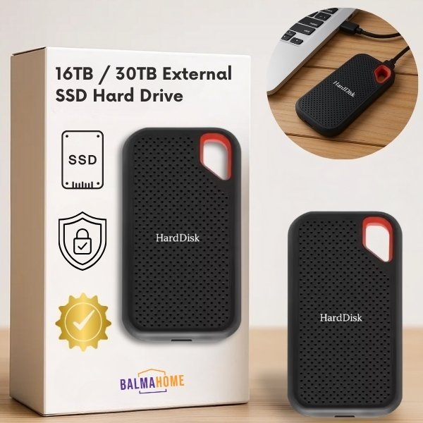 16TB / 30TB External SSD Hard Drive – Portable Storage for Businesses & Professionals